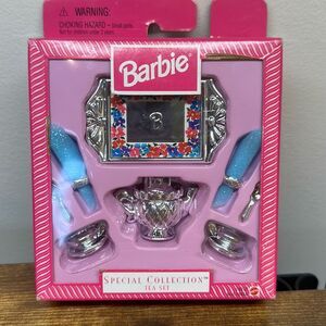 Vintage 1997 BARBIE Special Collection Silver Tea Set Mattel 18297